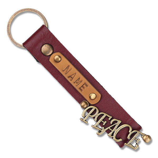 Red Monogram Leather Keychain - Small Print – MikesTreasuresCrafts